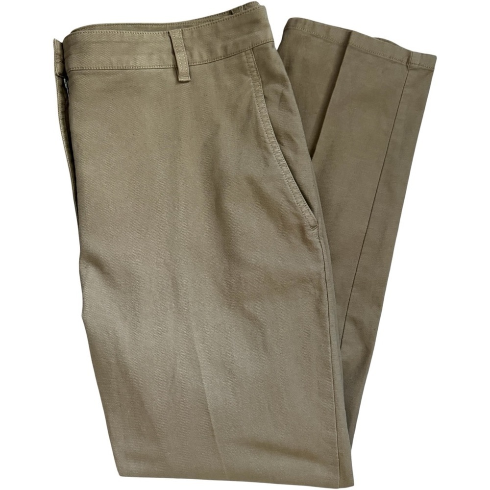 EILEEN FISHER Organic Cotton Hemp Stretch Tapered Ankle Pant Olive Khaki 12 - Picture 4 of 9